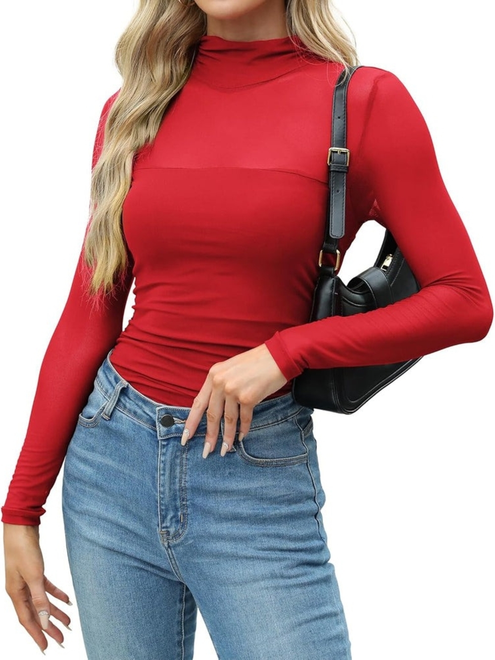 nwt Zeagoo Redd Ruched Mock Turtleneck Long Sleeve Medium
